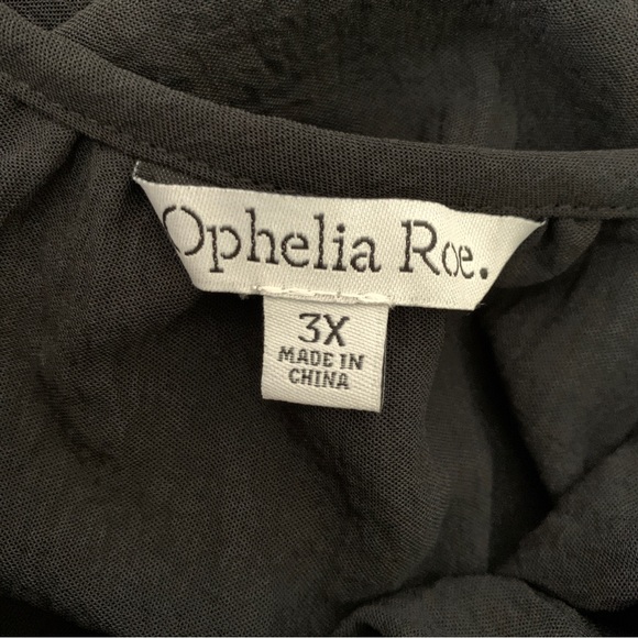 NWT OPHELIA ROE Size 3X Black Ruffle Hemline Midi Dress with Sleeve - Picture 3 of 5